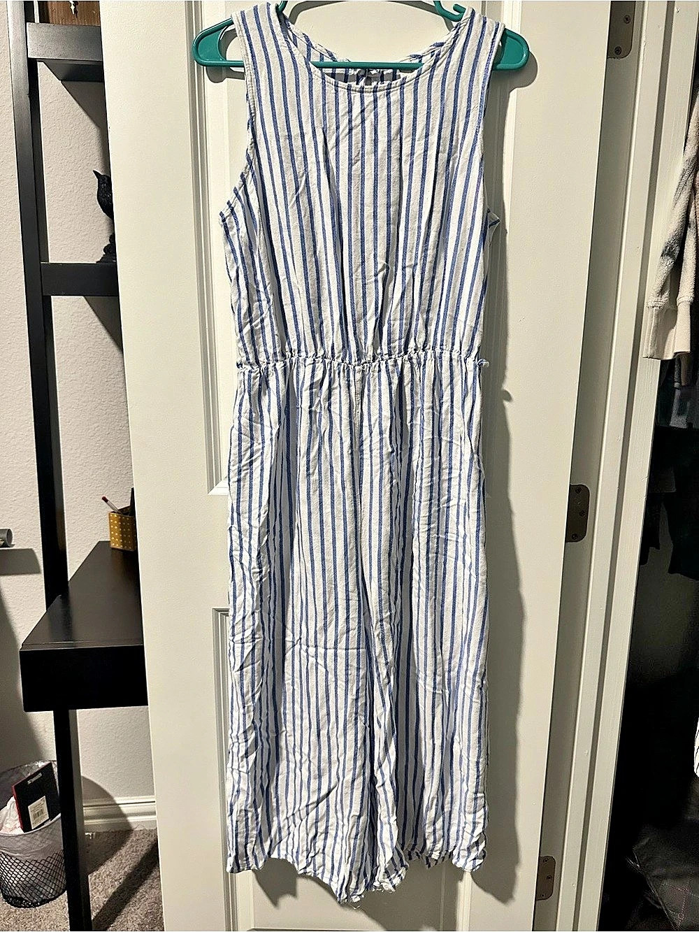 Peppermint Striped jumpsuit romper in White & Blue Size Medium